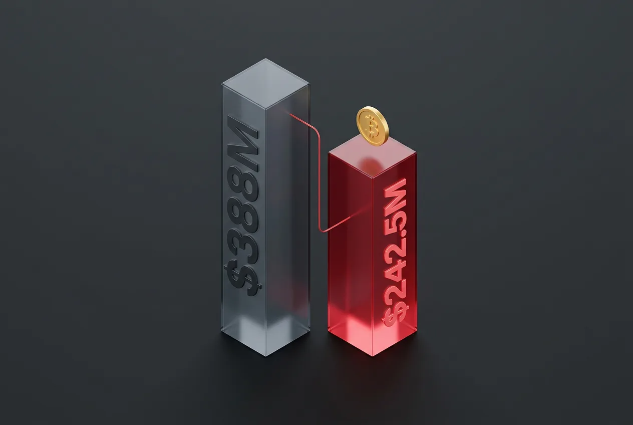 Editorial 3D bar infographic comparing total stolen crypto funds to remaining hacker balances.