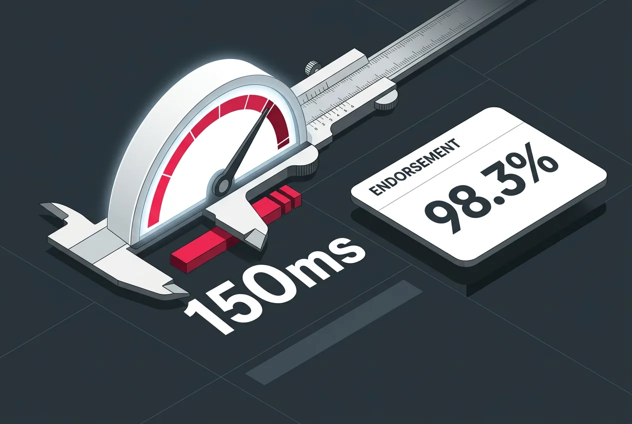 Infographic showing Solana Alpenglow target 150ms finality latency and 98.3% governance approval