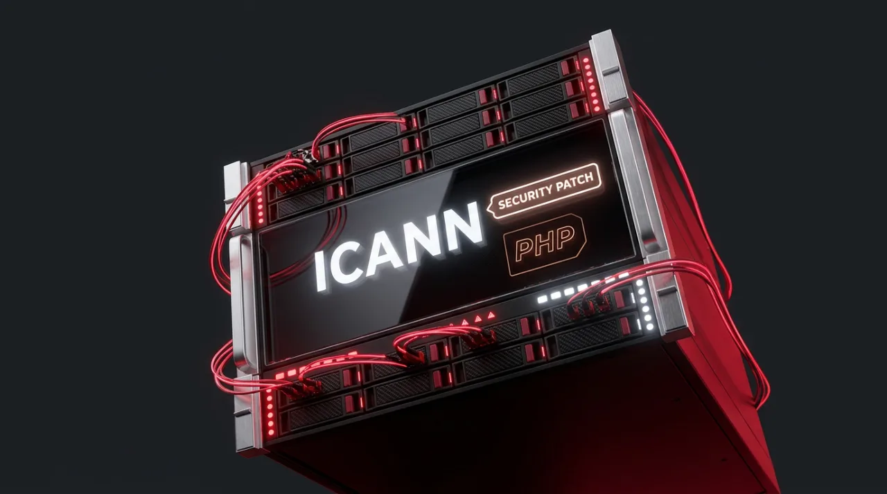 ICANN server infrastructure undergoing security patching following a PHP vulnerability incident.